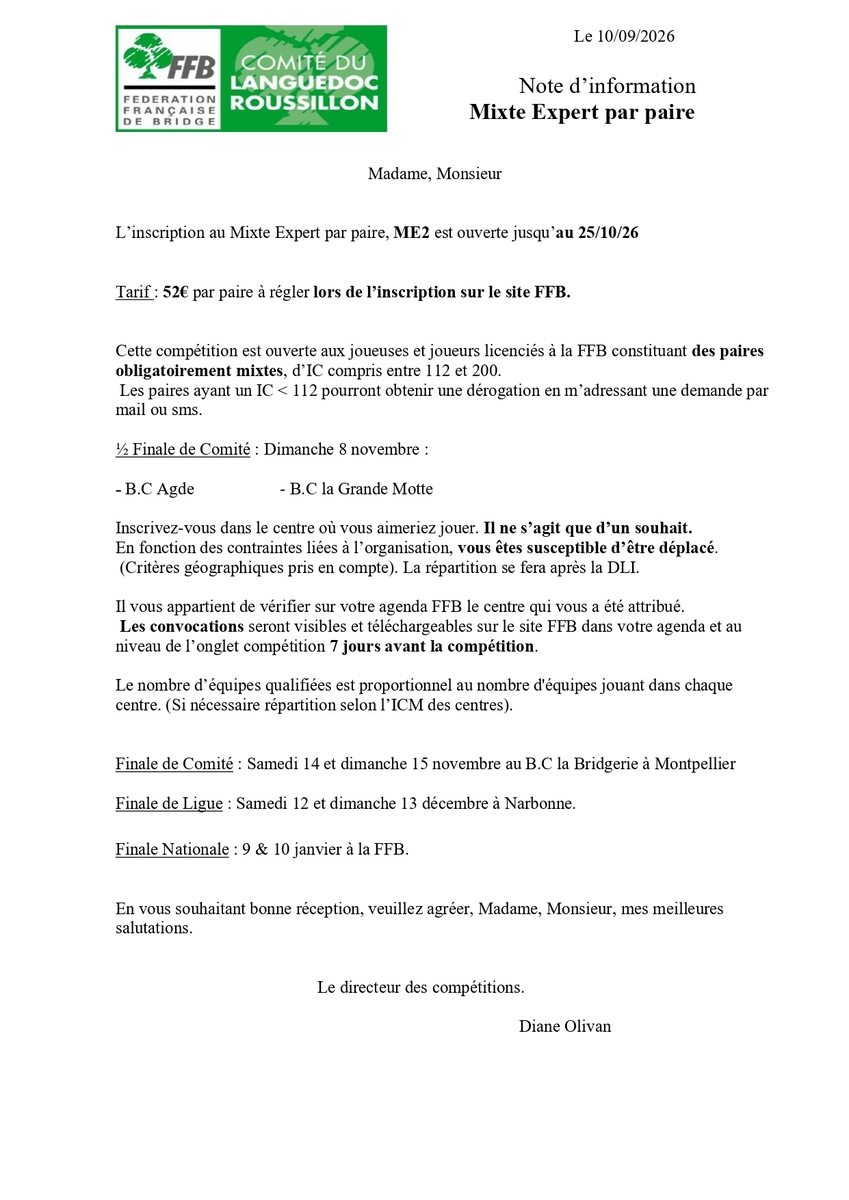 Expert : L’inscription au ME2 est ouverte jusqu’au 25/10/26