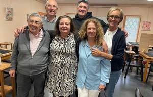 Champions du Comité en Interclubs 2 avec la Bridgerie : Pascal NOUETTE    Georges ELKAIM -  Christine DELMAS -Alain KAHN -  Pascale BATIGNE -  Pascale PELLEGRIN -