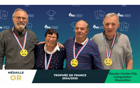 Vainqueur au niveau national du Trophée de France : Gérard Garda-Flip, Suzanne Vernotte,  Chantal Herens s, Jacky Barbier et René Périlloux 