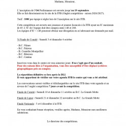 Performance Open /4 : OP4 Rappel La DLI est fixée au 19/09/26